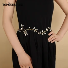 TOPQUEEN SH108 свадебные ленты со стразами и украшением в виде кристаллов Золотой свадебный пояс-кушак ремень для невесты, свадебные аксессуары лоза ремень