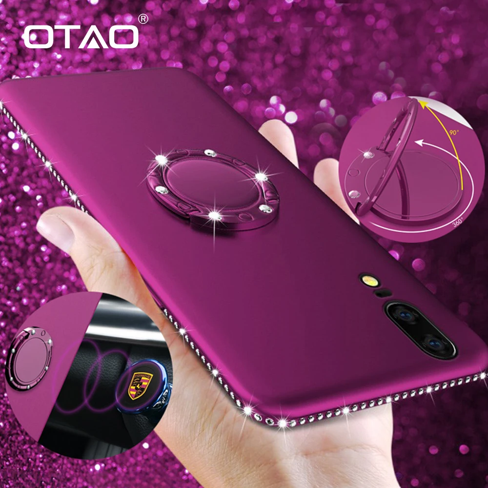 Чехол OTAO для телефона с 3D бриллиантами Huawei Honor 10 9 Lite P20 P10 автомобильные магнитные