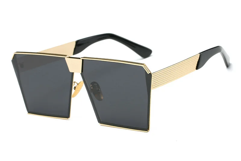 LEIDISEN Новинка крупные женские солнцезащитные очки уникальные брендовые дизайнерские солнцезащитные очки Винтаж Оправы для очков для Для женщин Одежда высшего качества UV400 - Цвет линз: Gold w balck lens