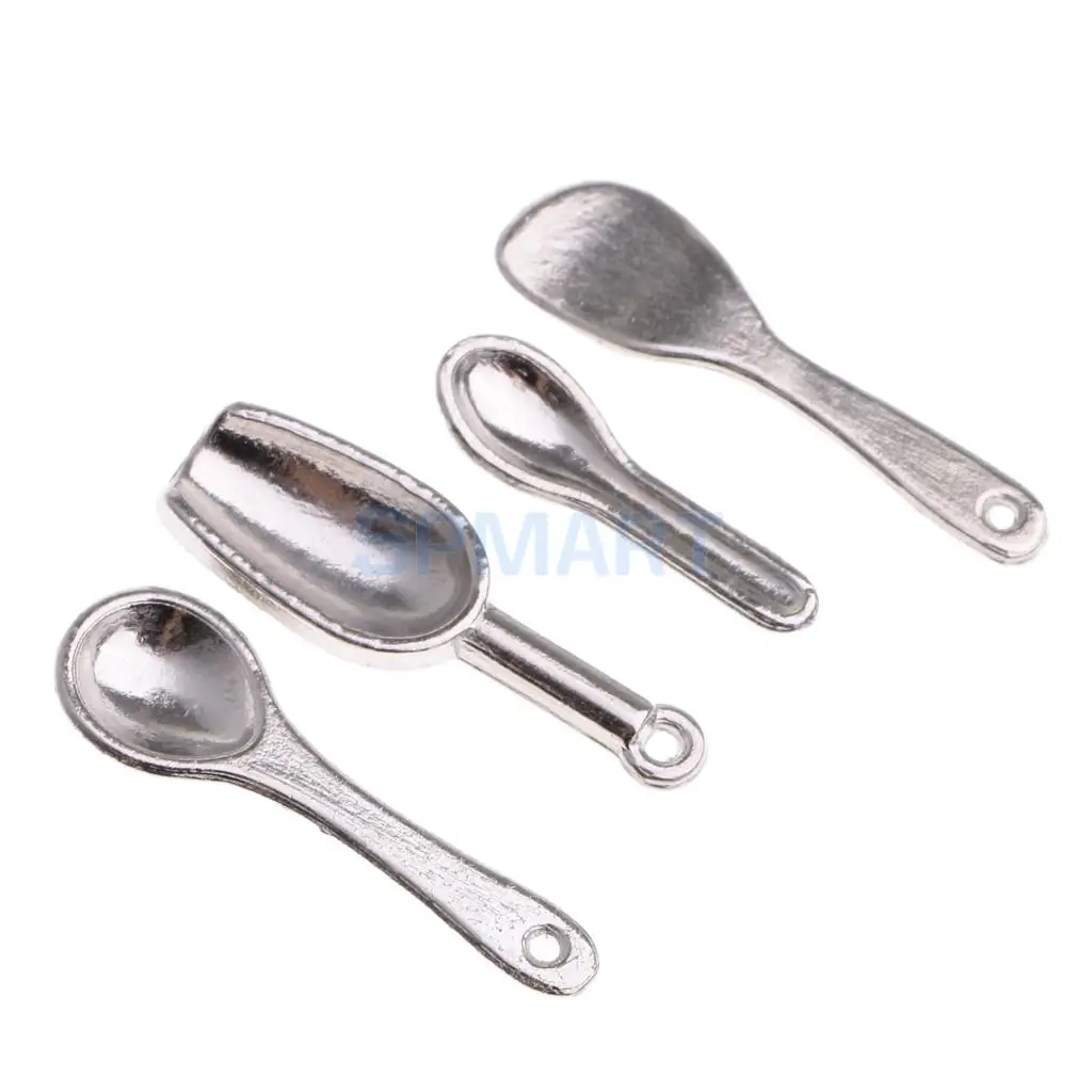 DOLLHOUSE 1:12 Scale Miniature Silver Metal KITCHEN Utensils SET of 6