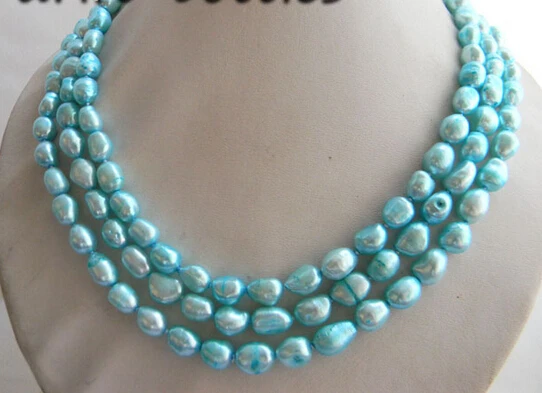 

fast65'' 8mm Blue Baroque Freshwater Pearl Necklace AAA