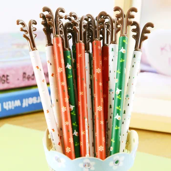 

20 Pcs/lot Cheap Pen Deer Christmas Pen Signature Gel Pen Plastic Office School Stationery Gift Wholesale