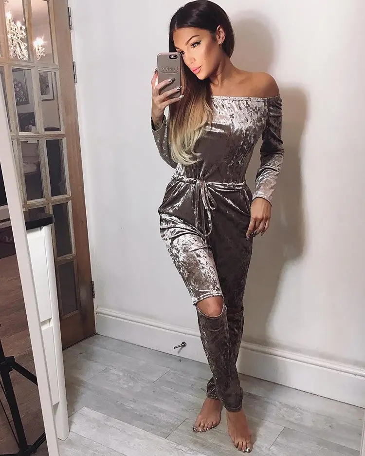 velour one piece jumpsuit womens