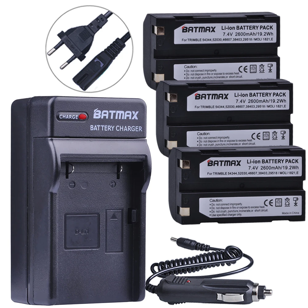Batmax 3 Pc 2600 Mah Batteria + Caricabatterie Per Trimble 54344,29518, 46607,52030, 38403, R8, 5700,5800, R6, R7, R8, R8 Gnss Ricevitore Gps