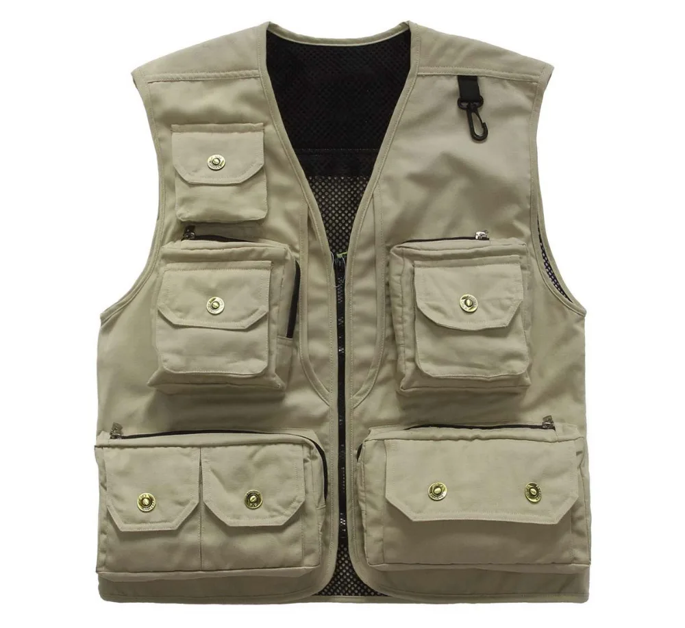 Mes Vest Multi Pocket Breathable Canvas Waistcoat Men Photographer Vest ...