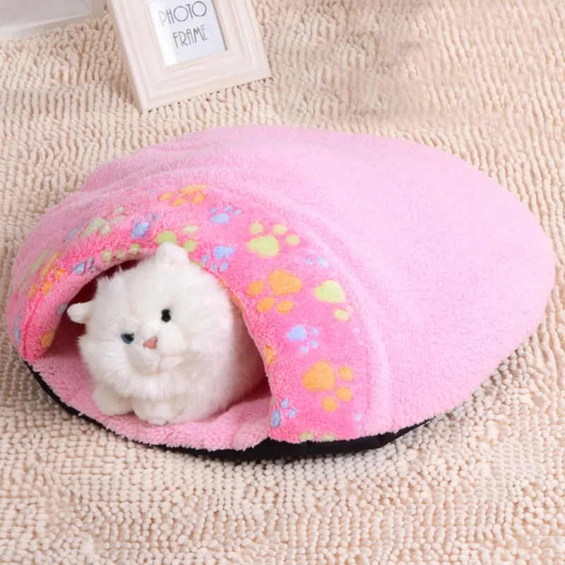 Мягкая теплая кошачья кровать для питомцев, пещерный домик, гнездо, спальный мешок для животных, коврики, подушка для щенка, кролик, питомник, забавные продукты для домашних животных