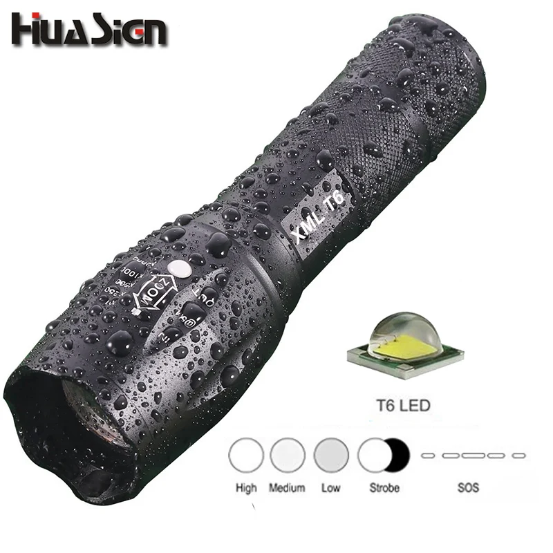 

High quality Professional 3800LM T6 LED Flashlight Bright Waterproof 5 Modes Zoomable Led Torch lanterna Lighting