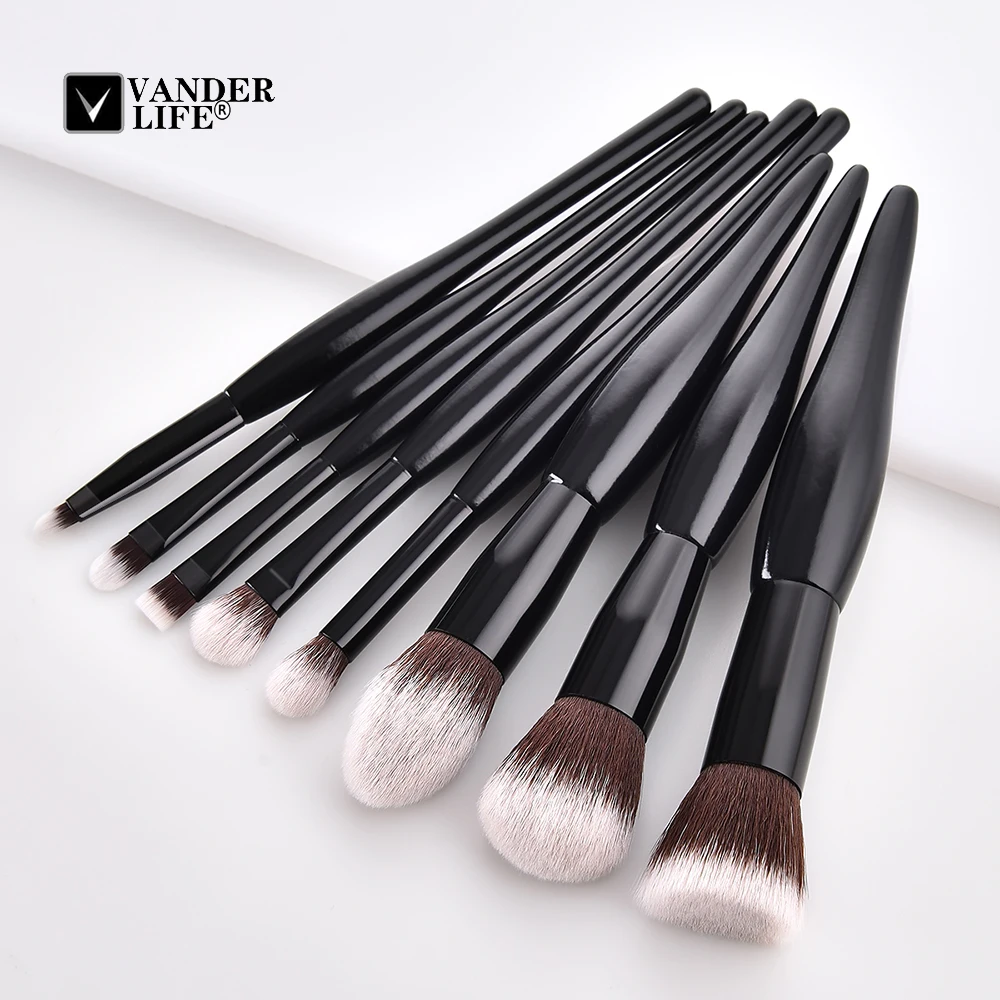 

8Pcs New Black Makeup Brush Set PRO Foundation Powder Cosmetics Beauty Eyeshadow Face Kabuki Make Up Brush Tools Kit