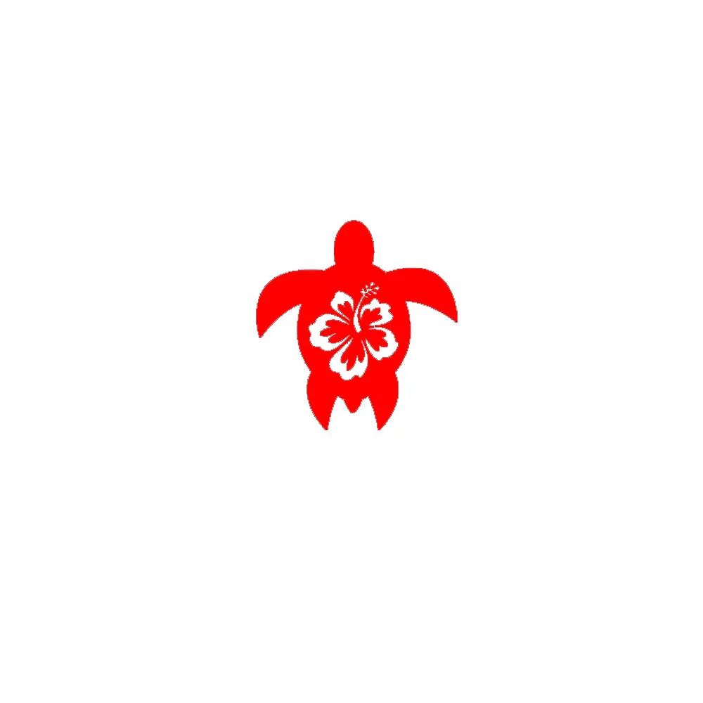 6            12.6cm13.4cm Hibiscus  Turtle Vinyl Bumper Stickers For Car Truck Window Tool Boxes Wall Laptop Notebook Car Sticker Decals