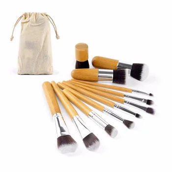 

11Pcs Bamboo Handle Makeup Brushes Set Foundation Powder Blending Brush Concealer Beauty Tool Kits With Bag