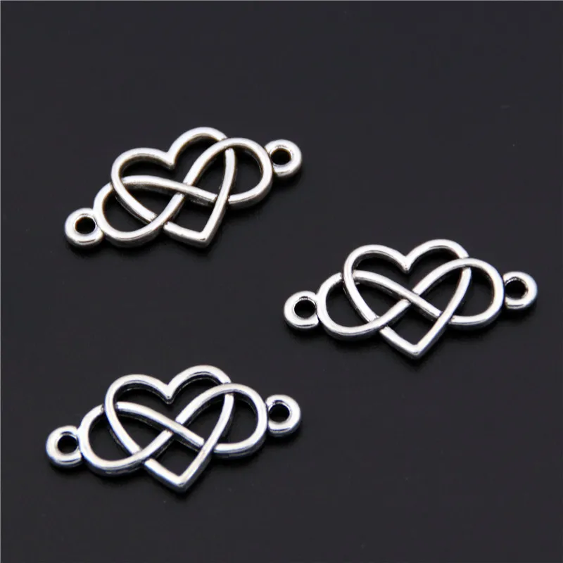 

20pcs Alloy Metal Silver Infinity Heart Endless Love Charm Pendant For Jewelry Making A2457