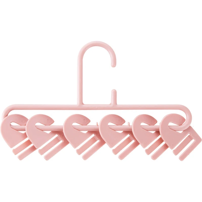 Pink Heart Wood Wardrobe Organiser Scarf Belt Hanger