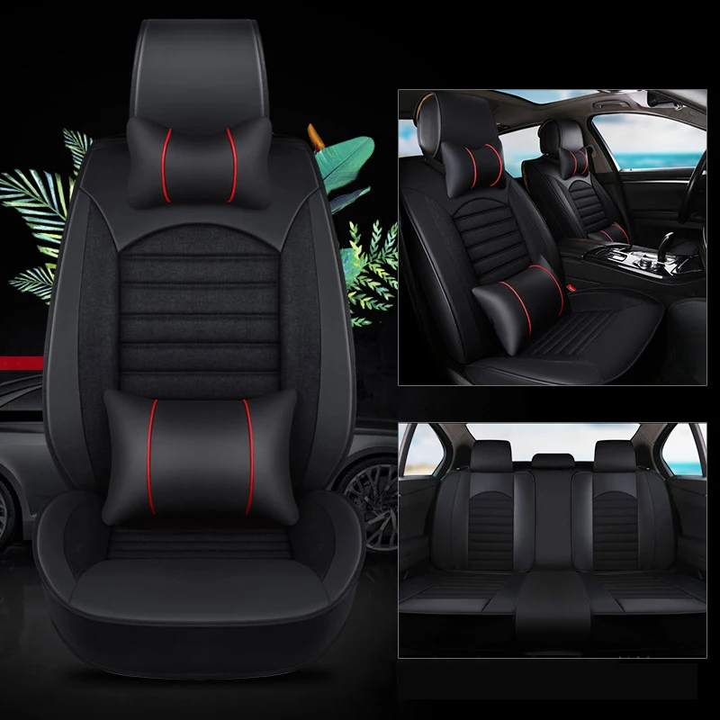 kalaisike Leather plus Flax Universal Car Seat covers for Mercedes Benz