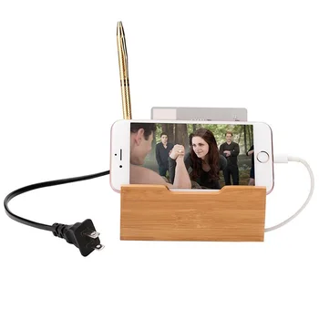 

Wooden Charging Station Multi-port Device Charger with 3 USB Port Compitable with iPhone Android 8899