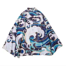 Повседневный Кардиган в стиле Харадзюку С ВОЛНИСТЫМ принтом; японские кимоно; рубашки с длинными рукавами