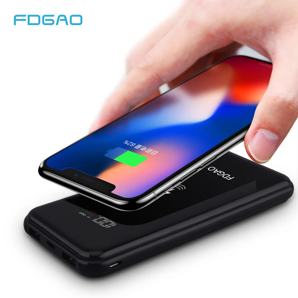 

FDGAO 20000mAh QI Wireless Charger Power Bank for iPhone X 8 Plus Samsung S9 S8 Wireless Charging Pad Powerbank External Battery