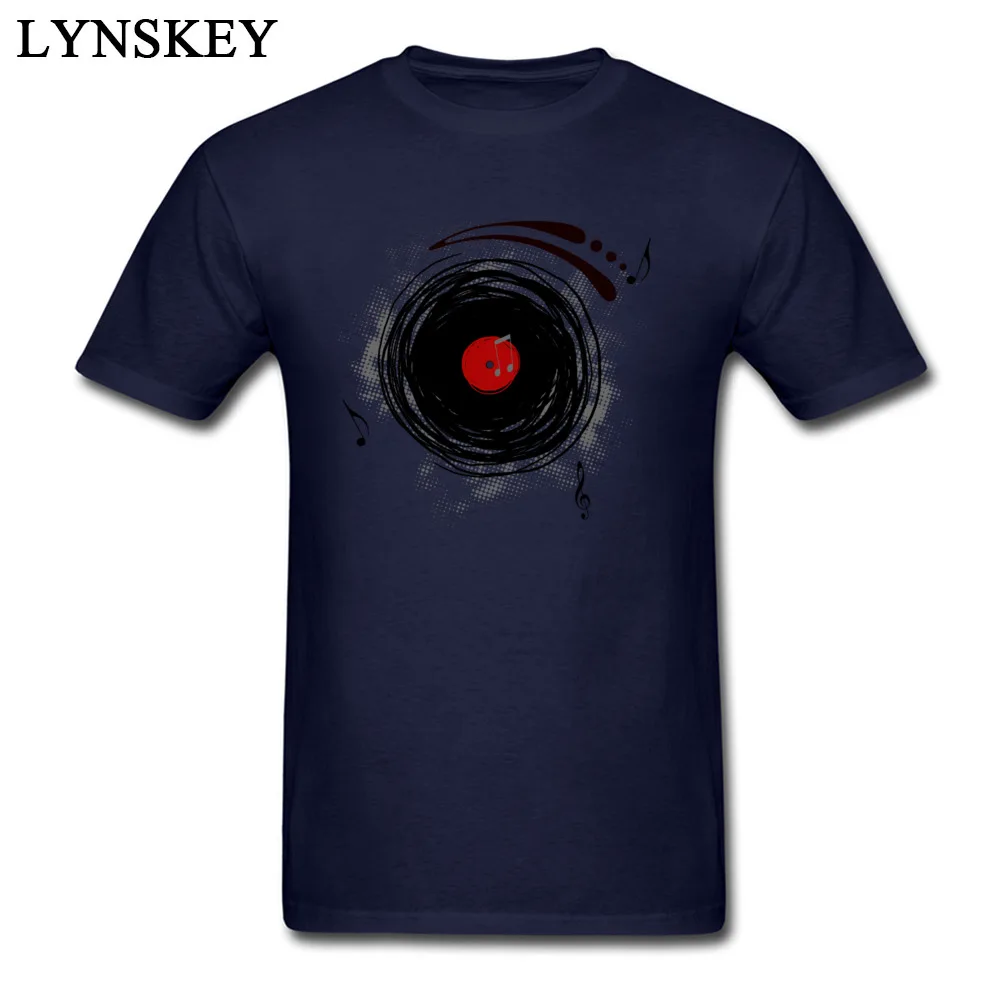 Faddish Male T-shirts Crew Neck Summer/Fall Short Sleeve 100% Cotton Tops Shirt Casual Group Clothing Shirt Top Quality Vinyl Records Retro Grunge DJ Art navy