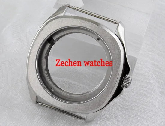 

40mm Silver Watch Case Stainless Steel Fit Parnis Miyota 82series Movement mens watch