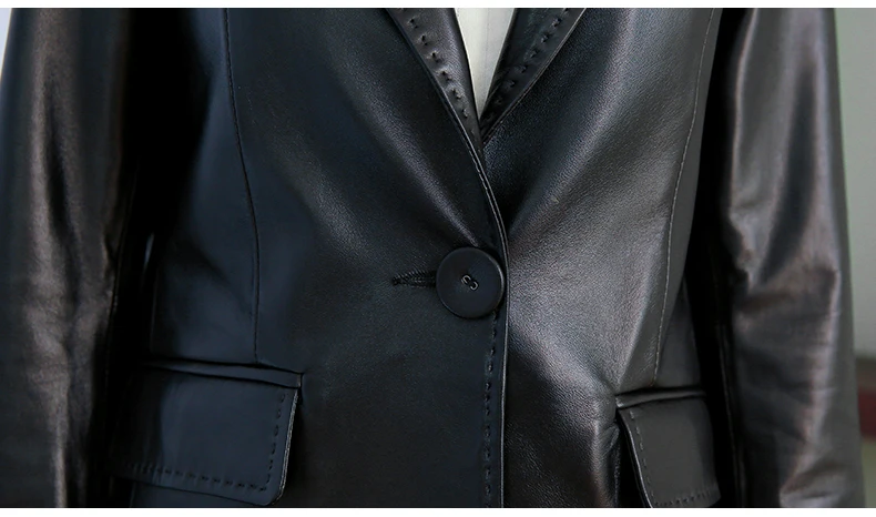 Женская куртка из натуральной кожи, коллекция, весна-осень, роскошная натуральная овечья кожа, кожаная куртка, женская черная куртка, jaqueta de cour LX418