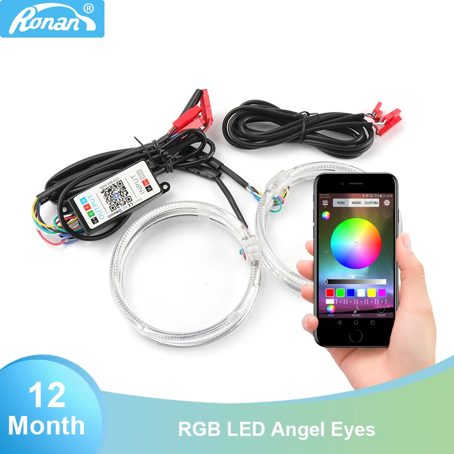 Ronan 80 мм RGB светодиодный ангельские глазки cay Стайлинг DRL фары для diy модификации