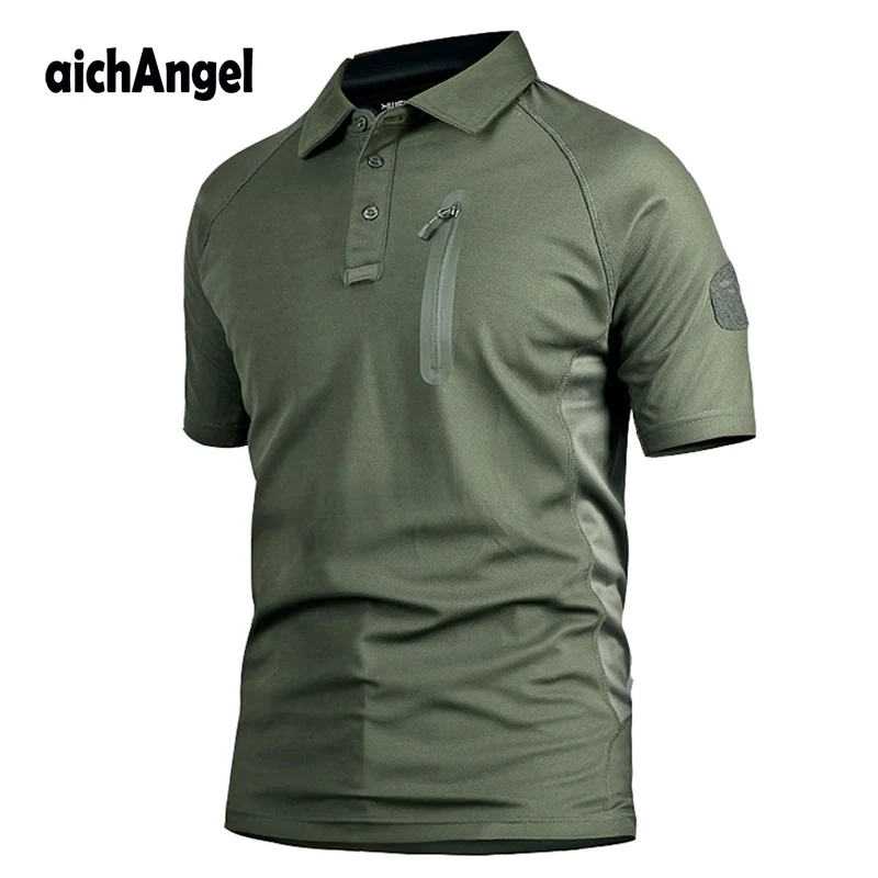 

aichAngeI Men Military Style Camouflage Tactical Shirt Man Breathable Quick Dry Shirts Summer Casual Camo Top Tees