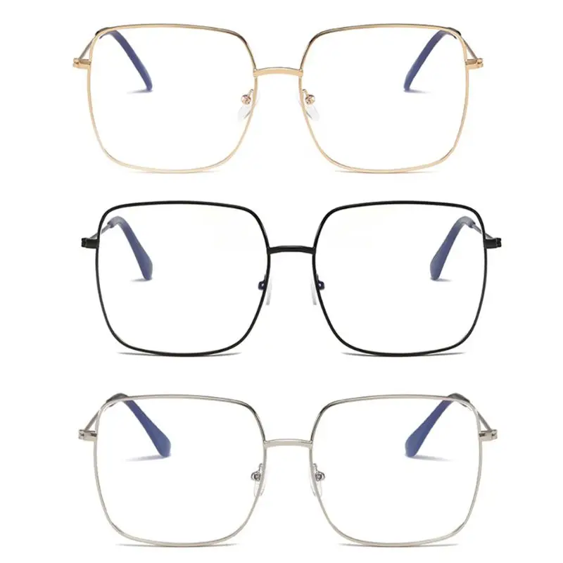Fashion Men Women Retro Metal Square Frame Optical Glasses Spectacles Anti-blue Light Eyewear