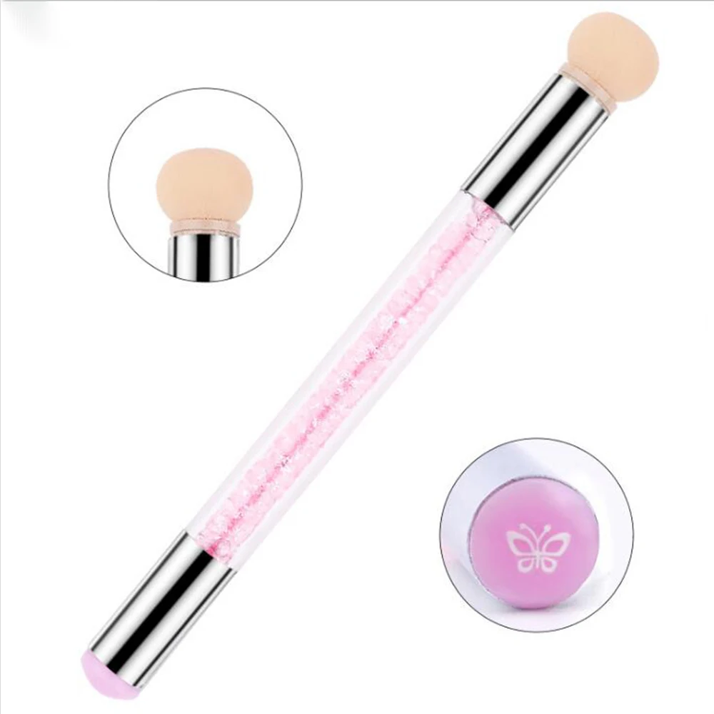 New Dual ended Silicone Nail Stamper Gradient Sponge Brush Mini Head