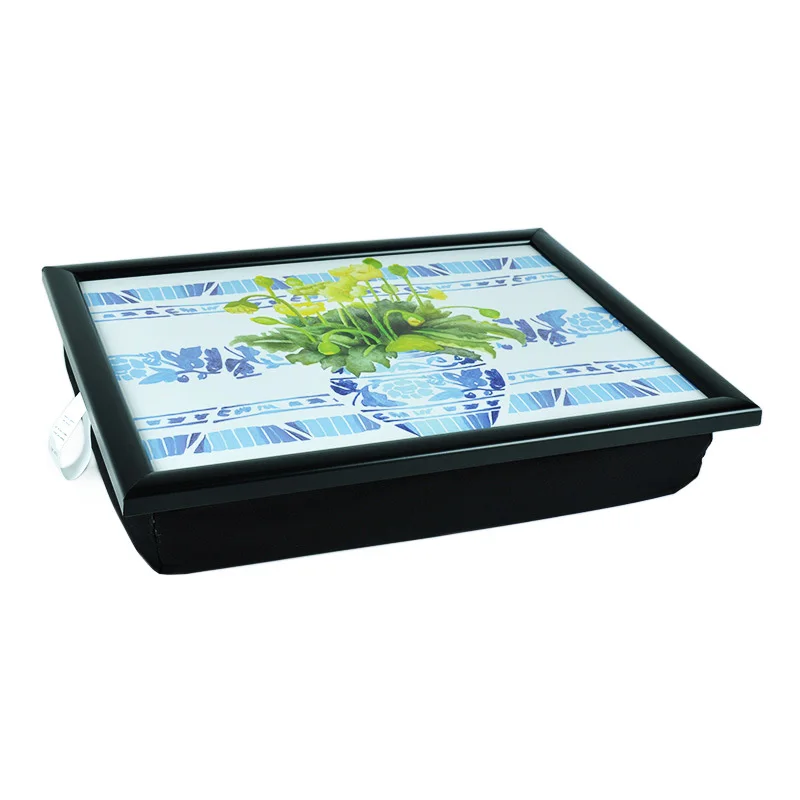 Flower Design Mini Desk Pillow Lap Tray With Soft Cushion And