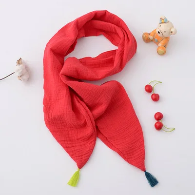 Зимний модный теплый шарф с кисточками, модный детский однотонный шарф, милый, удобный шарф