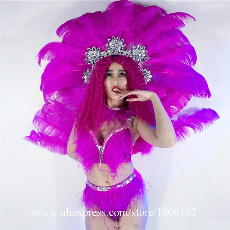 Broadway big feather retro costume dance team costumes catwalk feather fan costume01