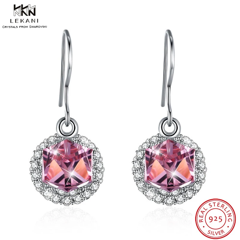 LEKANI кристаллы от Swarovski висячие серьги 925 сахар Двухсторонние женские изысканные