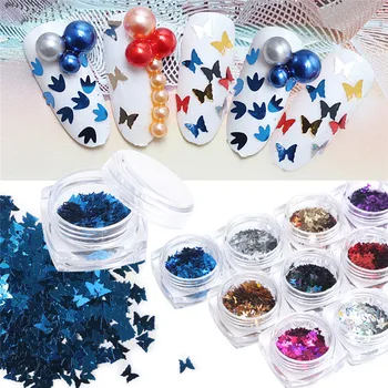 

12PC Nail Art Butterfly Fluorescence Colorful Sequins Nail Decals Decoration DIY Tool Fingernails Decoration Wholesale