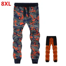 Большие размеры новые зимние камуфляжные мужские кашемировые брюки мужские ноги размера плюс мужские повседневные брюки 8XL