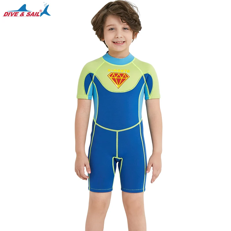 Boys Thermal Wetsuit 2.5mm Neoprene Blue 3 10 Years, Upf 50+ Sun