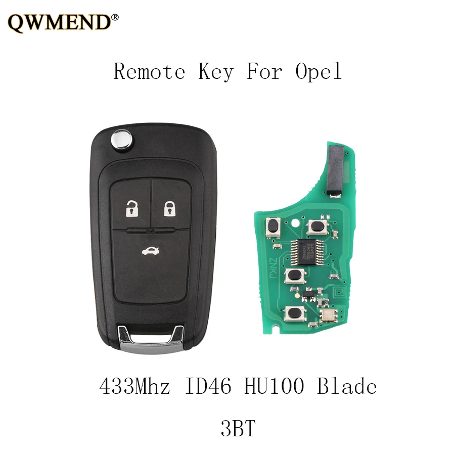 

QWMEND 3BT 433Mhz Remote Key For Opel Vauxhall Astra J Corsa E Insignia Zafira C 2009 2010 2011 2012 2013 2014 2015 2016
