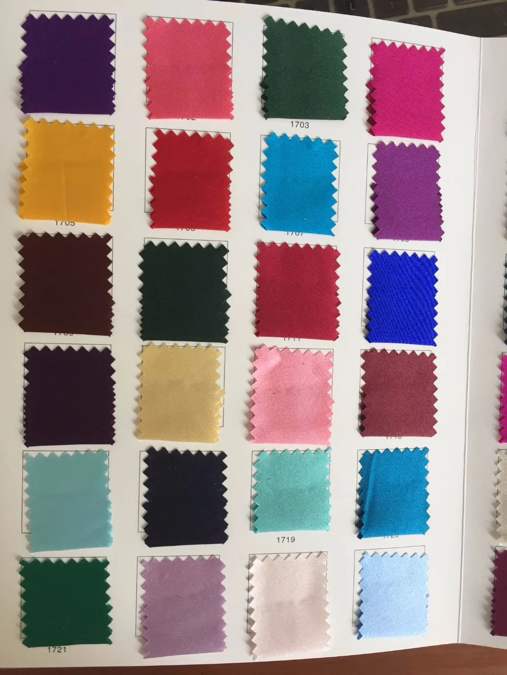 Satin Color Chart