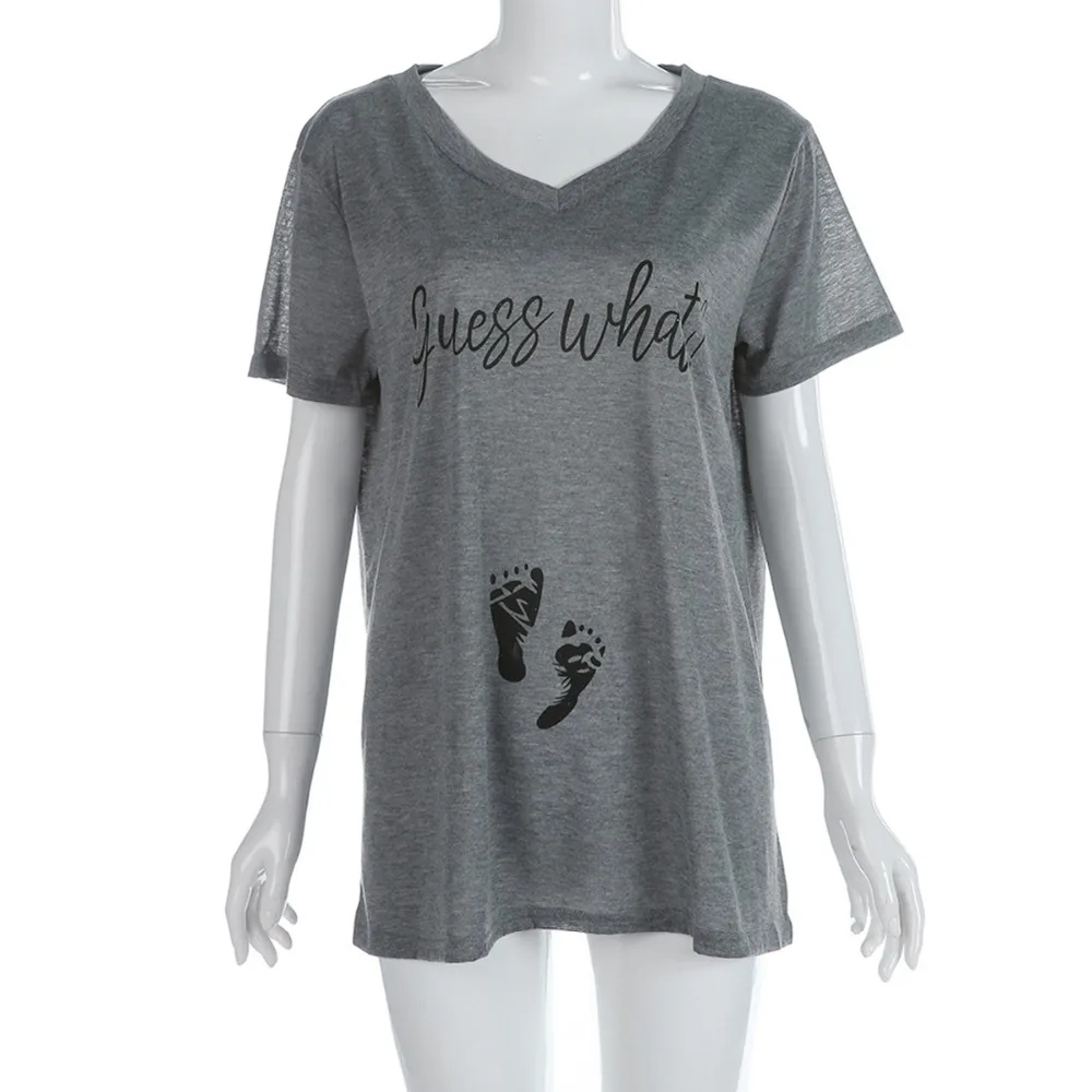 Puseky беременных материнство v-образным вырезом футболки шорты Повседневная Одежда для беременных письмо женская одежда для беременных Повседневная футболка