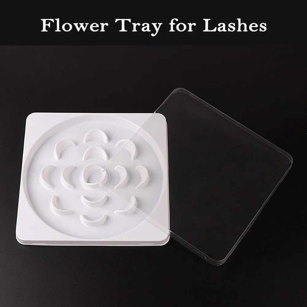 

Flower Case ( White Flower Tray with Clear Lid ) Unique Square Case for Mink Eyelashes Lengths 23-26mm Fit Long Lashes