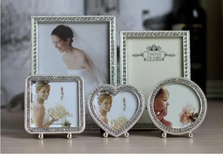 2 шт./компл. кристалл сердце круглый детские фото Рамки сплав Домашний декор свадьбы пользу свадебные Babyshower Подарки Свадебные украшения xc027