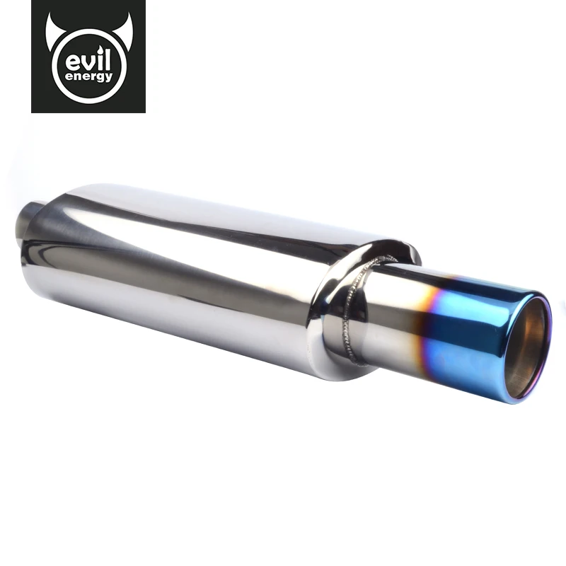 Universal Exhaust Pipe Car Muffler Polished Stainless Steel Burned Blue