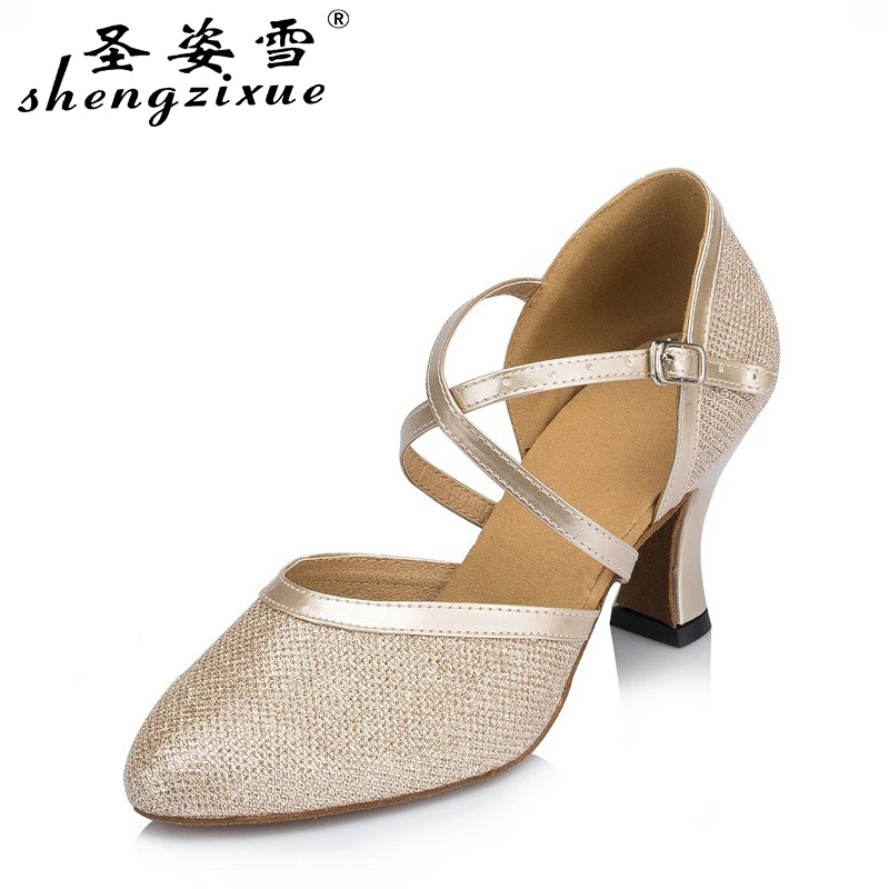 Línea del sitio en un día festivo déficit Women's Tango Dancing Shoes | Champagne Sequins | Dance Shoes - New Gold  Women's Tango - Aliexpress