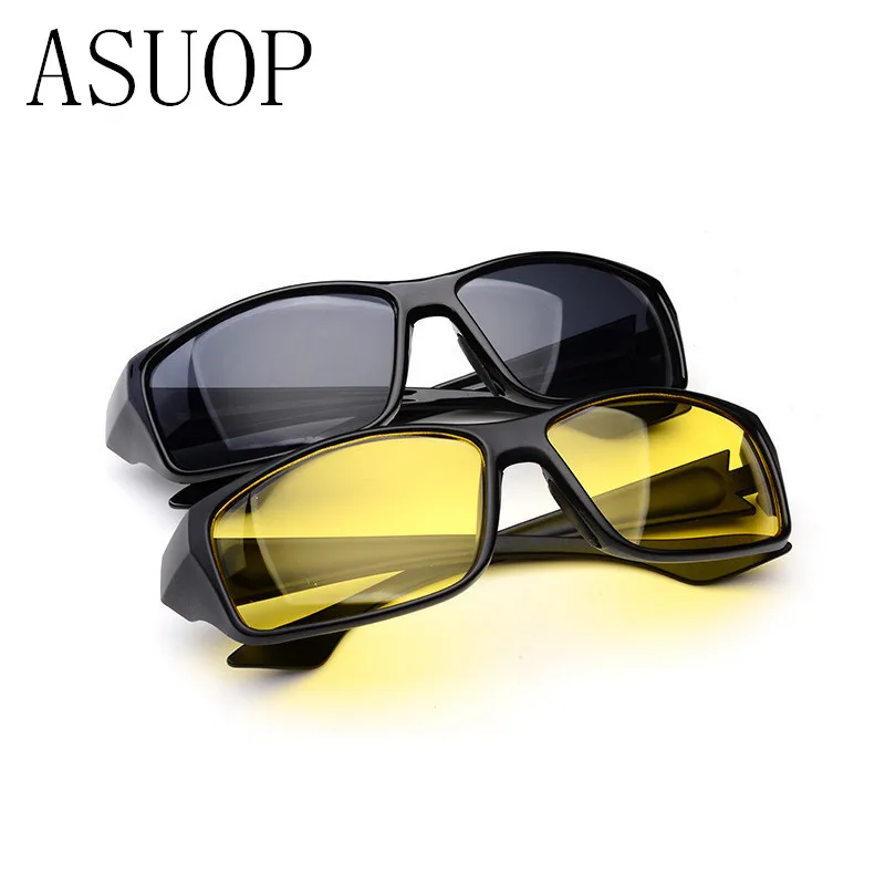 

2019new fashion ladies sunglasses classic retro brand design men's glasses square UV400 driving yellow night vision goggles