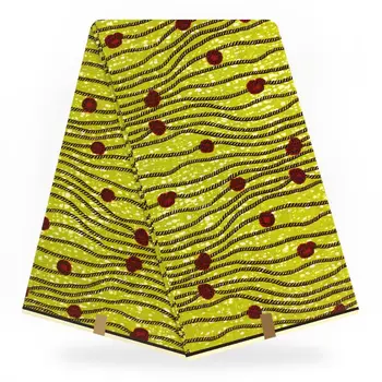 

Yellow African traditional fabrics,West Africa ankara wax fabric for dress making 6 yards DF-226