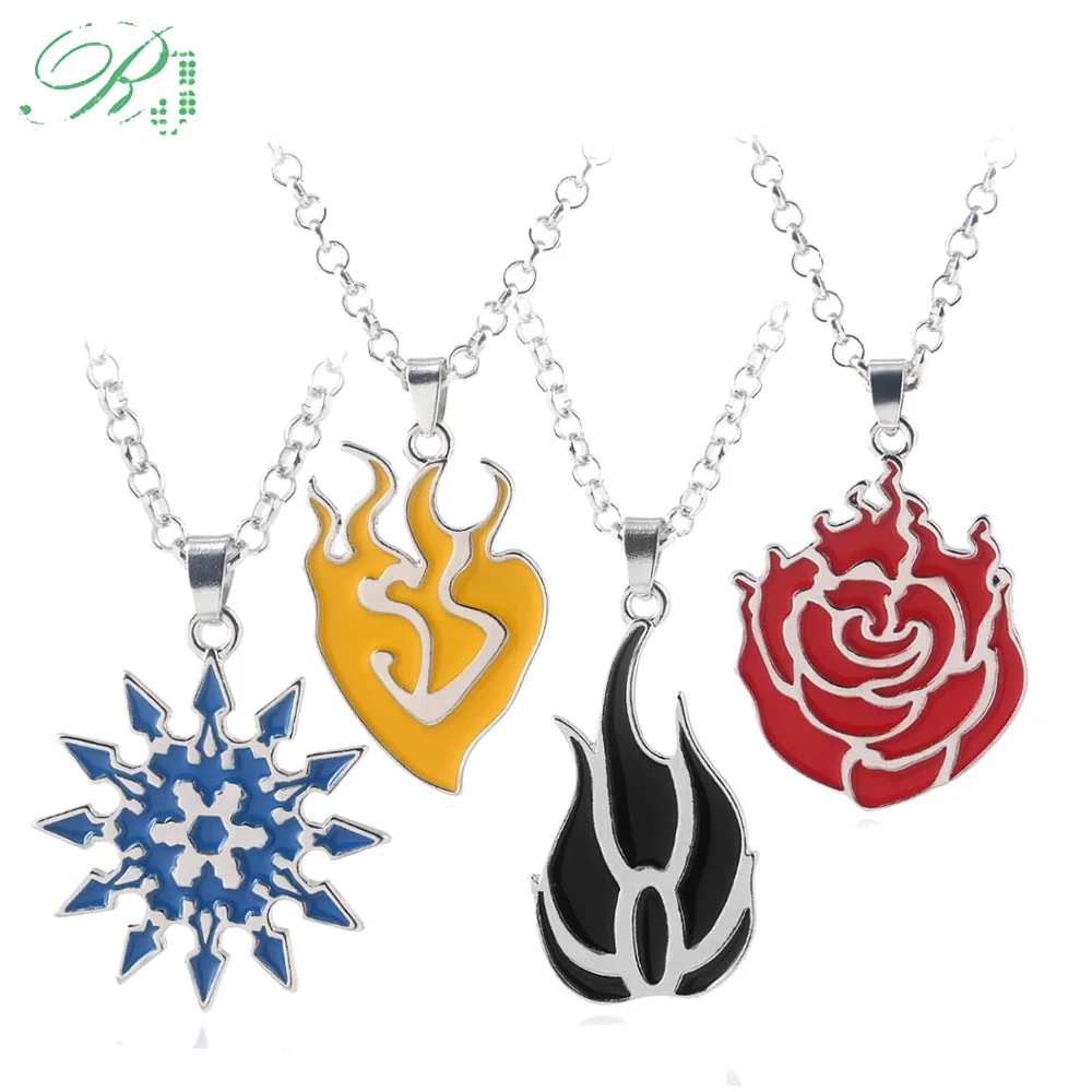 

RJ RWBY Necklaces Rose Weiss Schnee Blake Belladonna Yang Xiao Long Pendants Men Women Keyring Choker Jewelry Gift