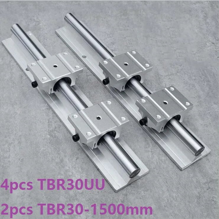 

2pcs TBR30 -L 1500mm support rail linear guide + 4pcs TBR30UU linear flange blocks for CNC linear rail
