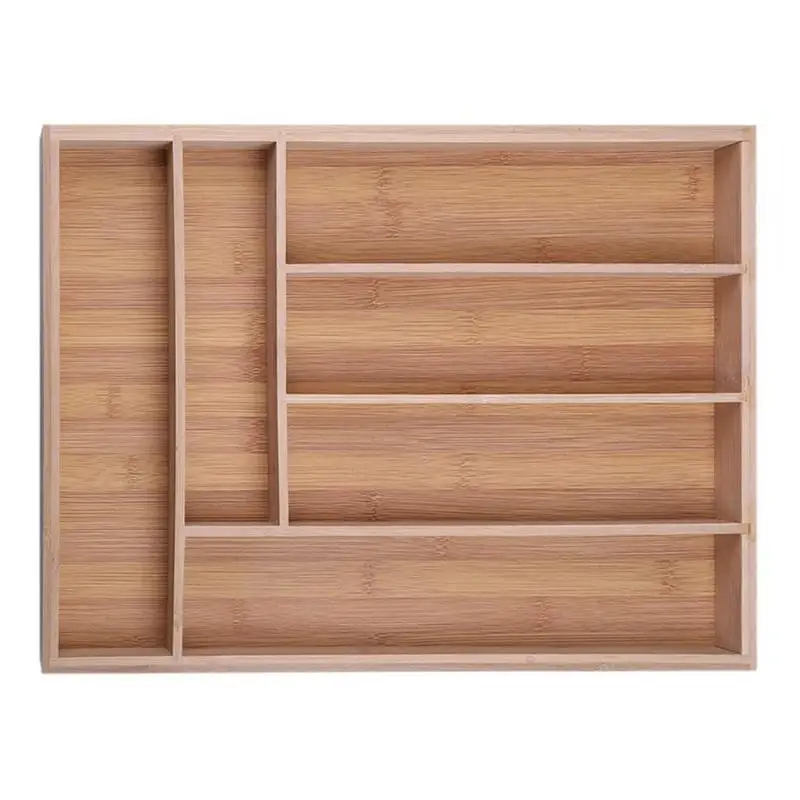 Ручка ящика бамбук Органайзер столовые приборы коробка для хранения кухонные принадлежности ящик делитель - Цвет: 6grid