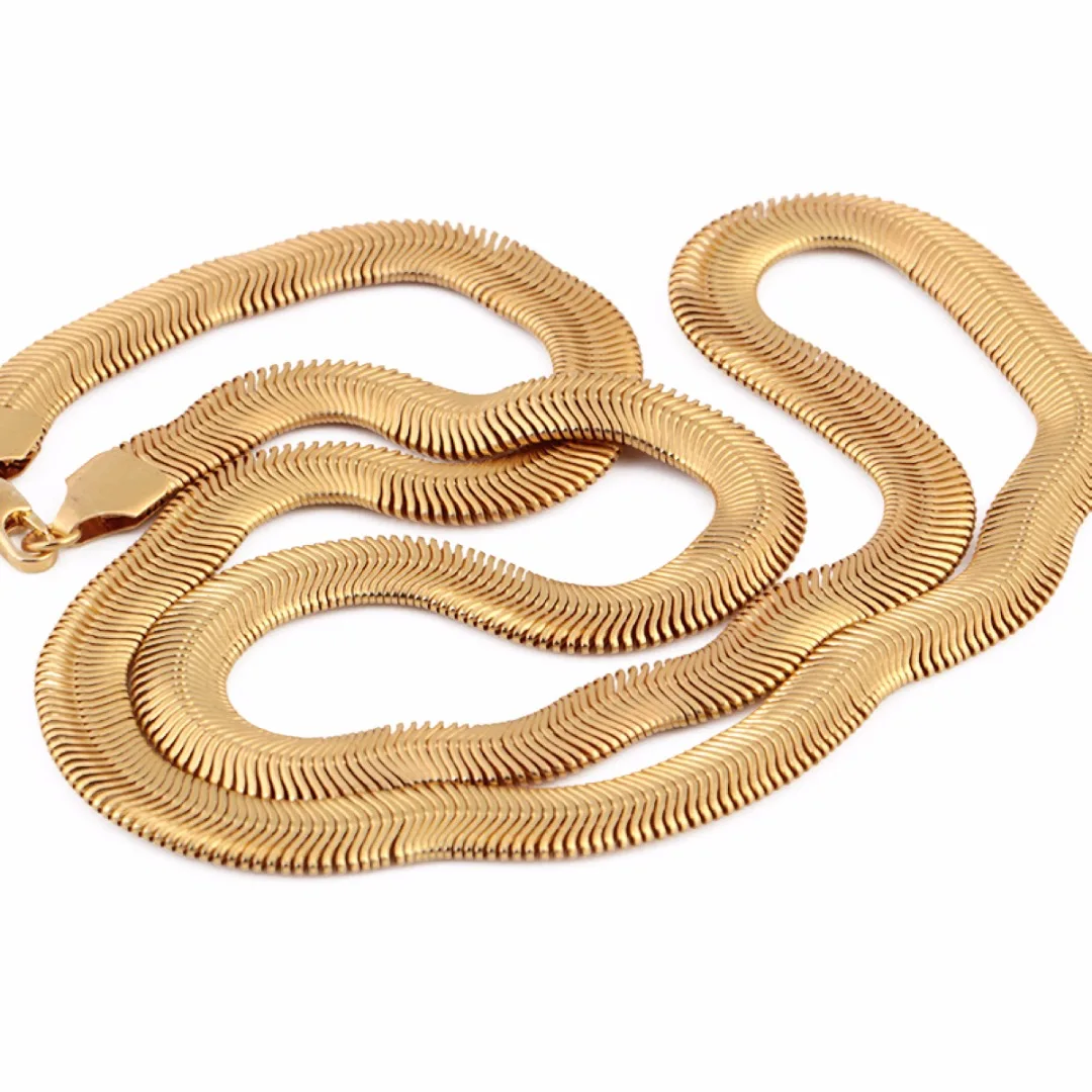 Men Hip Hop DIY Necklaces Chains Shellhard Gold Snake Chian Necklace Fashion Jewelry 60cm