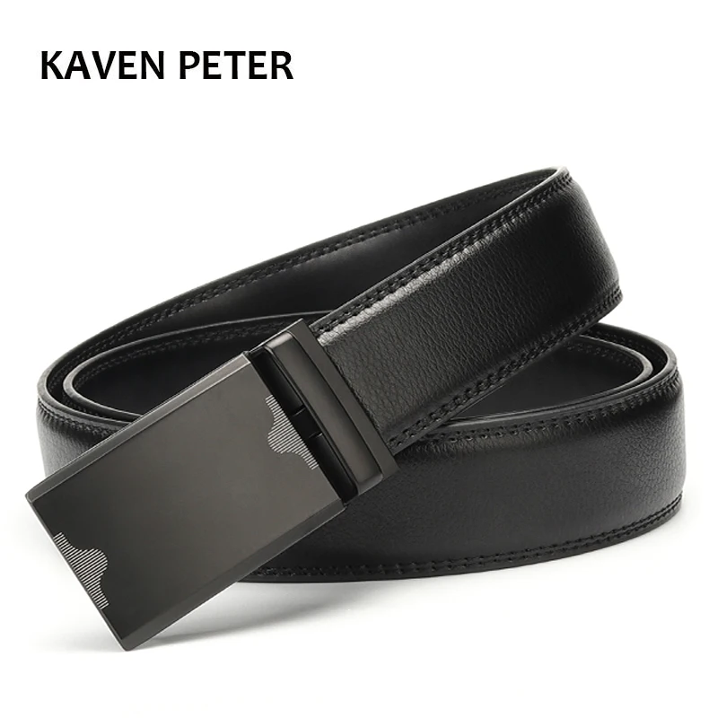 

New Arrival Cow Genuine Leather Men Belt Automatic Ratchet Leather Belt For Men Durable Alloy Buckle Dress Belt Black Brown