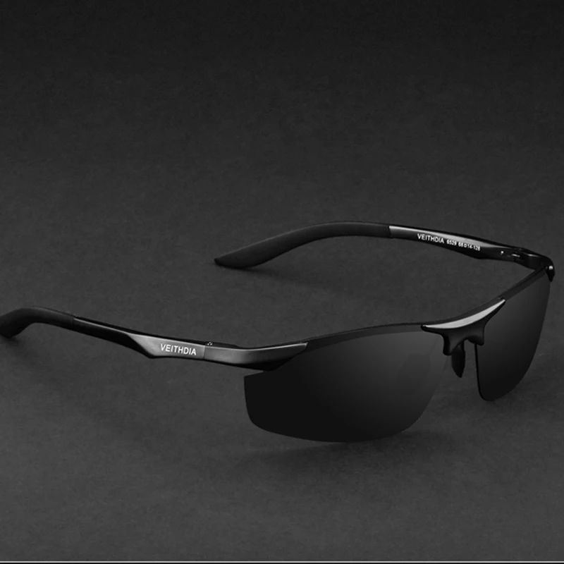 Бренд VEITHDIA, алюминиевые поляризованные солнцезащитные очки, спортивные мужские солнцезащитные очки, очки для вождения, очки, мужские аксессуары, оттенки 6529 - Цвет линз: Black Grey