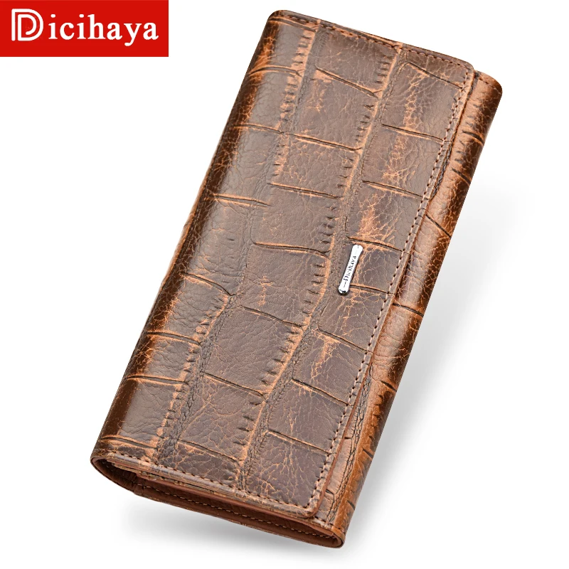

DICIHAYA Leather Wallet Women Wallets Alligatos Purse Card Holder Vintage Long Wallet Clutch Bags Carteira Feminina Money Bag